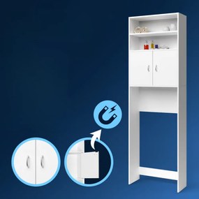 Vysoká skrinka nad práčku SILKE, 185x63x20cm, biela Casaria