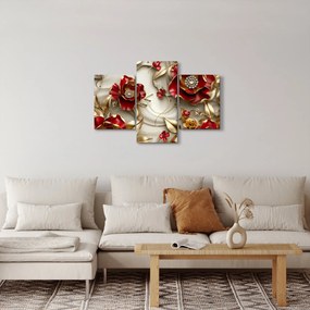 Obraz - 3D Červeno-zlaté kvety (90x60 cm)