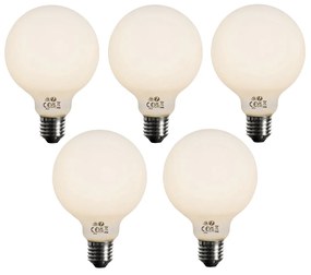Sada 5 stmievateľných LED žiaroviek E27 opálové G95 5W 450lm 3000K