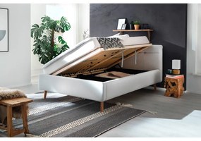 Svetlosivá čalúnená dvojlôžková posteľ s úložným priestorom s roštom 140x200 cm Lotte – Meise Möbel
