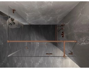 Mexen Lunar T, výklopný pravý sprchový kút 140 x 100 cm, 8mm číre sklo, profil medená matná, 834T-140-100-65-00-P