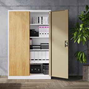 Kovová kancelárska skrinka Biely/ Zlatý dub: Eco Design JAN II