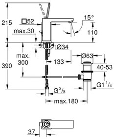 GROHE 23657000 - Umývadlová batéria EUROCUBE JOY, veľkosť M, lesklý chróm