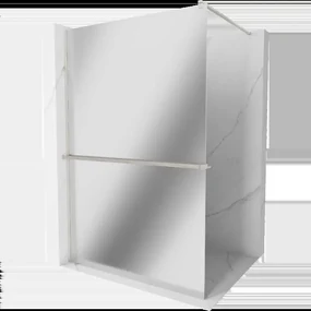 Mexen Kioto+ sprchová stěna s poličkou Walk-in 100 x 200 cm, zrcadlo, kartáčovaný nikl - 800-100-121-97-50
