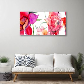 Obraz na skle Kvety umenie 125x50 cm