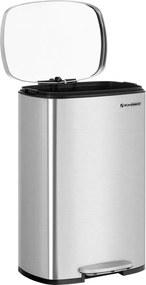 Odpadkový kôš s pomalým zatváraním TIDY, 50l, strieborná SongmicsHome
