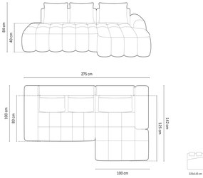 Béžová zamatová rozkladacia/s úložným priestorom rohová pohovka (pravý roh/s leňoškou) Linz – Cosmopolitan Design