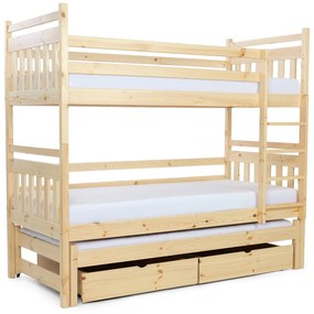 Wilsondo Poschodová posteľ s prístelkou Petra 5 - prírodná Rozmer: 180x80