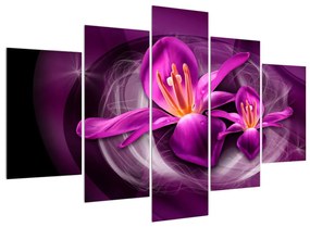 Moderný fialový obraz kvetov (150x105 cm)