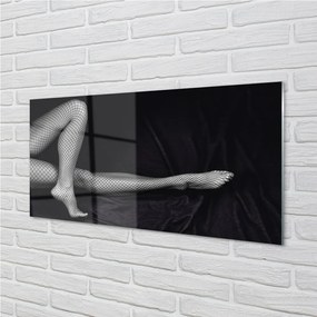 Obraz na skle Čierne a biele sieťované nohy 125x50 cm
