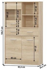 Skriňa TEYO 2D1W1S, dub Sonoma
