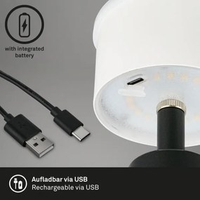 Brilo - LED Stmievateľná nabíjacia vonkajšia stolná lampa LED/3,5W/5V IP44 čierna