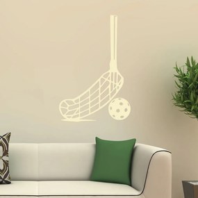 Veselá Stena Samolepka Florbalka a loptička Farba: béžová, Veľkosť: 40 x 27 cm