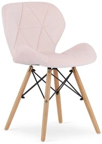 Set troch jedálenských stoličiek LAGO ružové (hnedé nohy) (3ks)