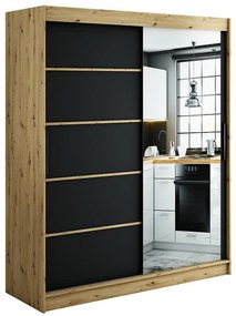 Skriňa Halifax V2 180 Dub Artisan/čierna/Zrkadlo
