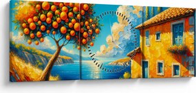 Obraz - Dom s pomarančmi II. (s hodinami) (90x30 cm)