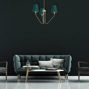Luster Victoria, 3x zelené textilné tienidlo, g
