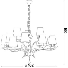 Ideal Lux - Luster na reťazi PEGASO 12xE14/28W/230V pr. 102 cm zlatá