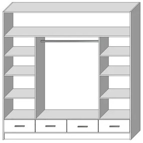 Šatní skriňa so zrkadlom SANNA 200x215 cm dub craft