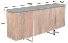 Dizajnová komoda Daichi 160 cm mango / mramor