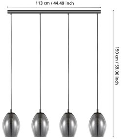 Eglo 39566 - Luster na lanku ESTANYS 4xE27/60W/230V dymová