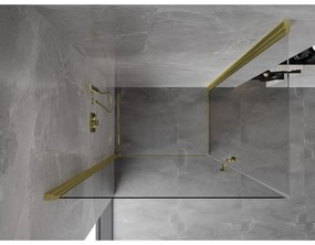 Mexen Mist-B Duo, 2-krídlový výklopný sprchový kút 95 x 85 cm, číre sklo, zlatý matný profil, 8A2-095-085-55-00