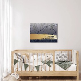 Obraz - Modrá a zlatá abstrakcia N⁰1 (70x50 cm)