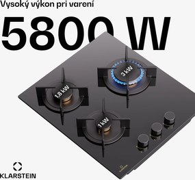 Klarstein Goldflame Domino, plynová varná doska, 3 mosadzné horáky, nehrdzavejúca oceľ