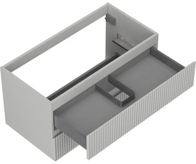 Mexen Rivel, kúpeľňová skrinka 90 cm, 2 zásuvky, drážkovaná, matná sivá, 91A20-09047-2-BFF62