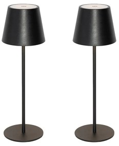 Sada 2 stolových lamp čiernych so stmievačom a nabíjateľných - Murdock