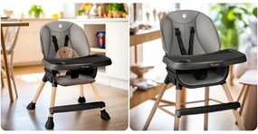Detská jedálenská stolička Nukido Tilo sivo-čierna