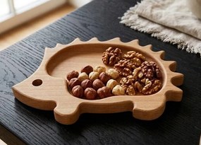 AMADEA Drevená miska ježko, masívne drevo, veľkosť 21 cm, český výrobok