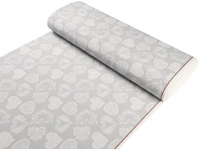 Biante Dekoračný okrúhly obrus PML-071 Srdce s ornamentami na sivom Ø 110 cm