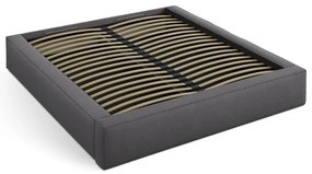 Tmavosivá čalúnená dvojlôžková posteľ s úložným priestorom s roštom 140x200 cm Simon – Micadoni