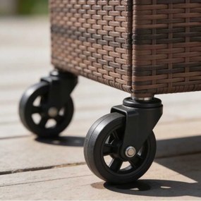 Elegantný záhradný úložný box z technoratanu - hnedý S