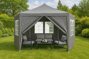 Záhradný altánok 2 x 2 m – párty stan so stenami a oknami sivá