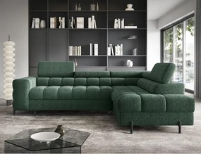 Zelená rozkladacia/s úložným priestorom rohová pohovka z textílie buklé (pravý roh/do L) Ferucce – ELTAP