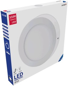 AVIDE Prisadený stropný LED panel, 18W, studená biela, 23cm, okrúhly, biely