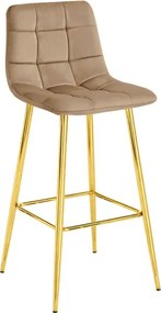 Barová stolička ARCETO zamatová hnedá / zlatá