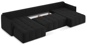 Čierna rozkladacia/s úložným priestorom rohová pohovka (do tvaru "U") Moku – Makamii