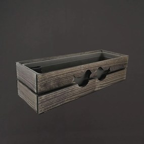 AMADEA Drevený obal s hrantíkom tmavý s vtáčikmi, 62x21,5x17cm, český výrobok