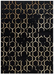 Kusový koberec Gloss 407C 86 black/gold, 200x290, čierna, chodba / predsieň, Dywany Łuszczów