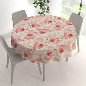 Biante Veľký dekoračný okrúhly obrus Leona LN-172 Ružovo-vínové listy na režnom Ø 170 cm