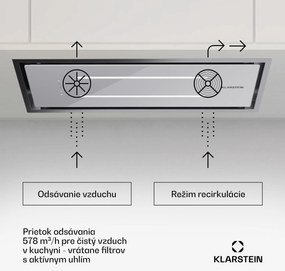 Klarstein High Line Eco 77, Stropný digestor, 77 cm, 436 m³/h, stupne, diaľkové ovládanie, ambientné osvetlenie