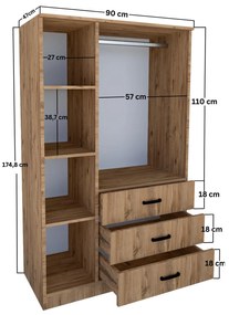 Šatníková skriňa Essy 56 (borovica atlantická). Vlastná spoľahlivá doprava až k Vám domov. 1108115