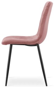 Jedálenská stolička TURIN zamatová ružová (čierne nohy)