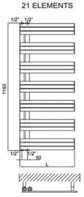 Cordivari Celine - Radiátor 1163x500 mm, leštená nerez 3551730130101