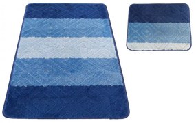 Kupeľňový set predložiek v modrej farbe 50 cm x 80 cm + 40 cm x 50 cm