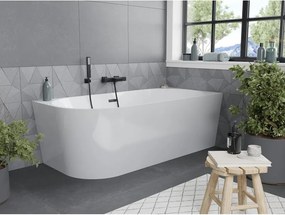 Mexen Mia, voľne stojaca rohová vaňa, pravá, 180 x 80 cm, biela, čierny matný prepad, 52691808000P-70