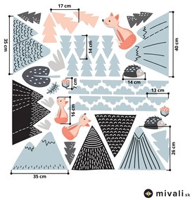 Samolepky na stenu - Líšky a ježkovia v lese